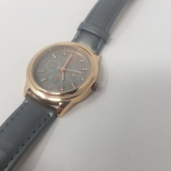 Folio Gold Multi Dial Grey Face Faux Leather Band Gemmed FMDFOL054 Men's Watch - Picture 12 of 12